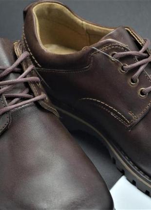 Мужские польские демисезонные кожаные туфли коричневые riko 8582 фото