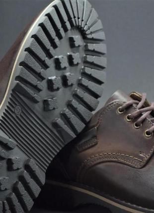 Мужские польские демисезонные кожаные туфли коричневые riko 8584 фото