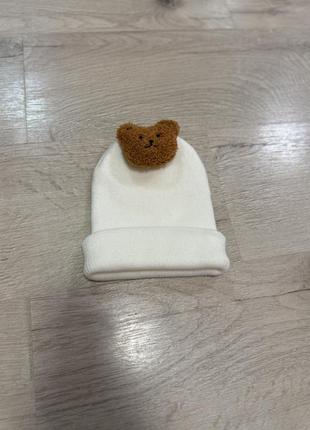 Шапка шапочка с мишкой на 12 мес 46 см