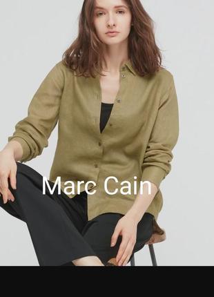 Блуза рубашка хаки лен шелк marc cain p. m-xl пог 52 см***1 фото