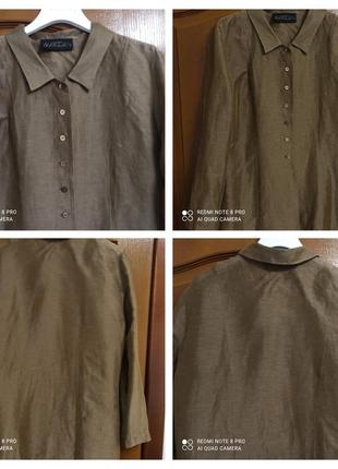 Блуза сорочка хакі льон шовк marc cain p. m-xl пог 52 см***5 фото