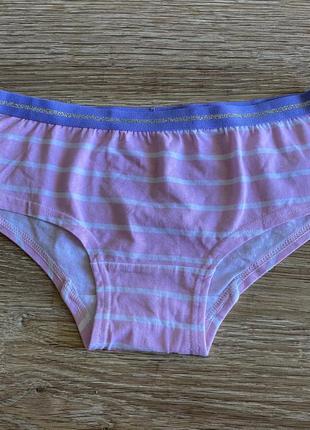 Шикарные, базовые, коттоновые, трусики, в нежно, розовом цвете, в белую полоску, от бренда: primark🫶