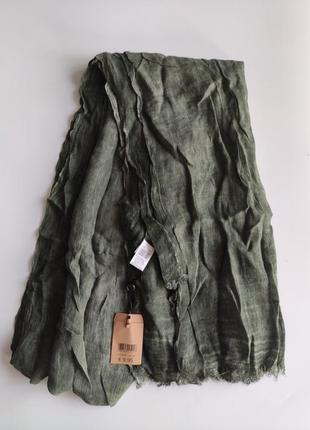 Тонкий шарф рiazza italia 190-75 зеленый хаки8 фото