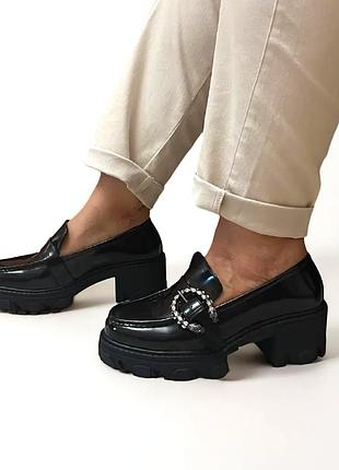 Женские кожаные туфли лоферы gallop lin 1161 черные