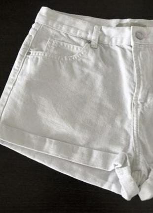 Шорты белые джинсовые с высокой посадкой3 фото