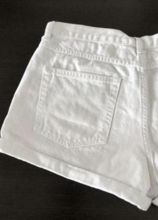 Шорты белые джинсовые с высокой посадкой6 фото