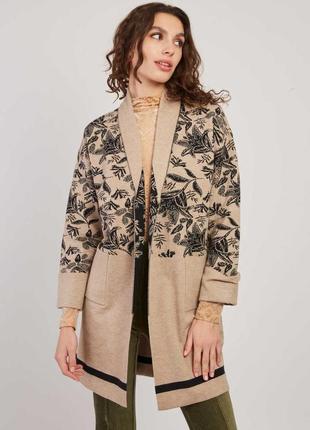 Кардиган песочного цвета абстрактный принт derhy, франция