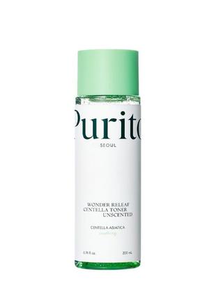 Успокаивающий тонер с центеллой без масел purito seoul wonder releaf centella toner unscented, 200 мл1 фото