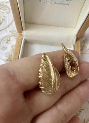 Винтажные серьги клипсы листочки золотистые американский винтаж3 фото