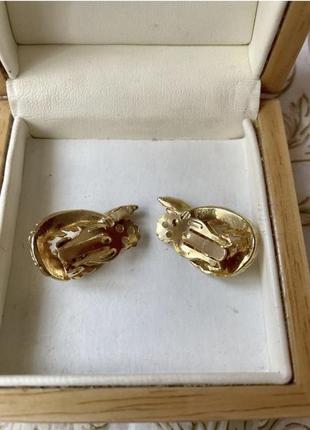 Винтажные серьги клипсы листочки золотистые американский винтаж4 фото