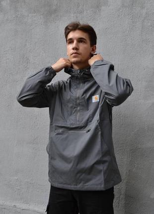 Ветровка carhartt брендовая стильная мужская черная анорак кархарт