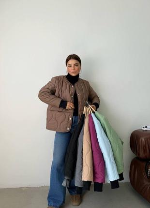 Куртка лайнер стеганая на кнопках рукав на манжете