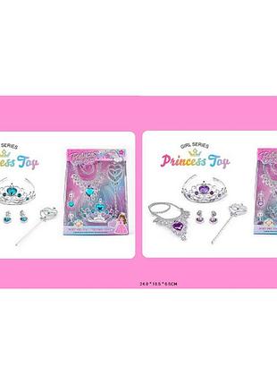 Прикраси набір арт. 610-7/8 (120шт/2) мікс 2 види, корона, сережки, намисто, чарівна паличка короб