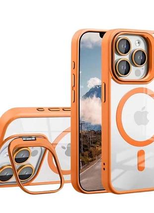 Чехол с подставкой magsafe tpu pc metal stand case apple iphone 14 pro max orange
