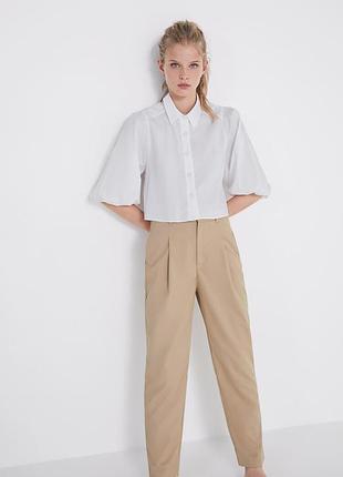 Брюки высокая посадка с защипами zara 38/m