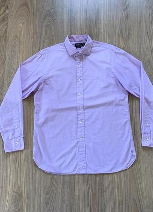 Мужская хлопковая рубашка с длинным рукавом polo ralph lauren slim fit