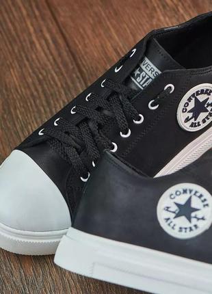 Молодіжні кеди з натуральної шкіри у стилі converse, мужские кожаные кеды крутые, качественные, скидки5 фото