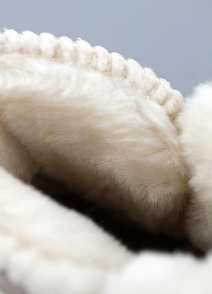 Зимние теплые молочные угги женские кожаные,угги бежевые на платформе с мехом,женская...