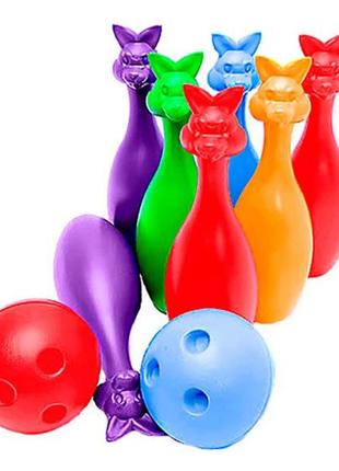 Набор детский "кегли зайцы 7 +2 шарика" арт 024 бамсик