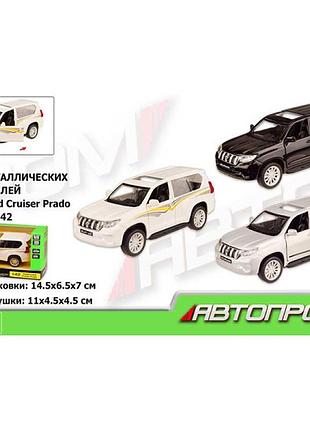 Машинка металлическая "автопром", 1:42 land cruiser prado, 3 цвета, откр.двери, в кор.