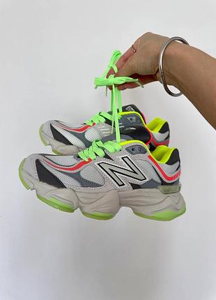 Кросівки new balance 9060 light grey acid green1 фото