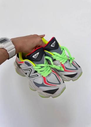 Кросівки new balance 9060 light grey acid green2 фото