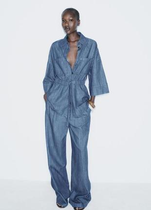 Струменяста джинсова сорочка z1975 із зав'язками2 фото