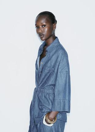 Струменяста джинсова сорочка z1975 із зав'язками3 фото