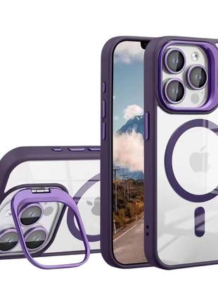 Чехол с подставкой magsafe tpu pc metal stand case apple iphone 13 pro dark purple