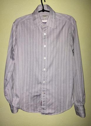 Мужская сиреневая рубашка рубашка guess полосатая на длинный рукав