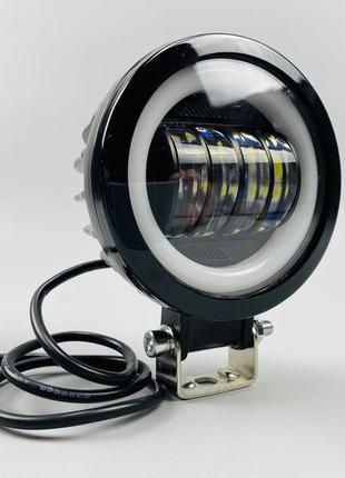 Светодиодная лампа рабочего освещения, водонепроницаемая круглая фара 40w (+ led кольцо)  для автомобиля