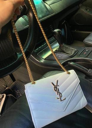 Женская сумка в стиле ysl на цепочке белая, черная, беж3 фото