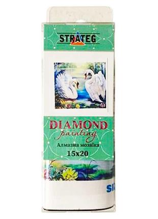 Набір для творчості алмазна картина лебеді на воді strateg розміром 10х15 см (yab26235)
