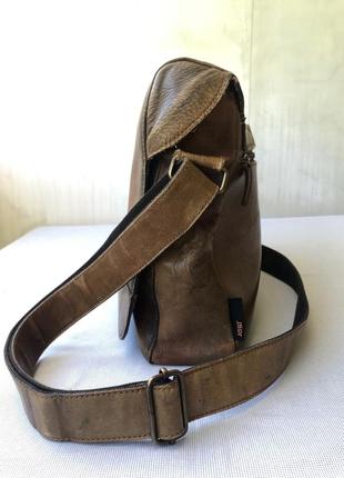 Кожаная сумка на регулируемом ремне jost (германия)4 фото