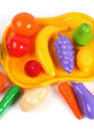 Набір фруктів і овочів, з підносом (16 ел) пластик різнобарв'я