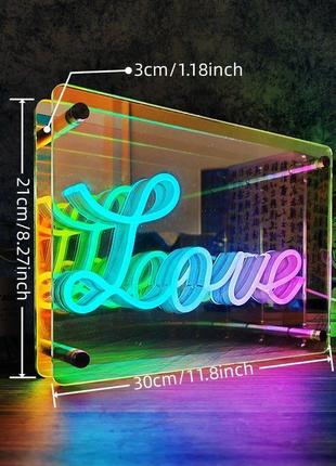 Світлодіодна неонова лампа love для спальної кімнати, вітальні, дівчинці, підлітка, декору (багатокольорова)