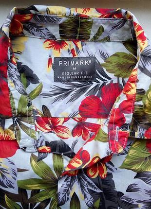 Рубашка гавайская primark regular fit cotton гавайка яркая (m)