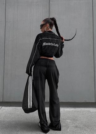 Невероятный велюровый костюм с вышивкой женский комплект зоп кофта и широкие брюки