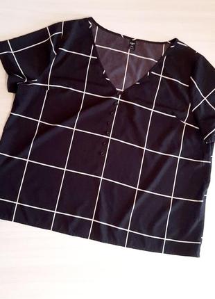 Футболка блуза черная в клетку shein 2xl3 фото