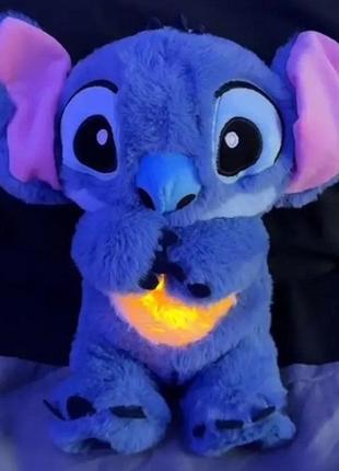 М'яка іграшка нічник дихаючий стіч синій 28см, 4 режими