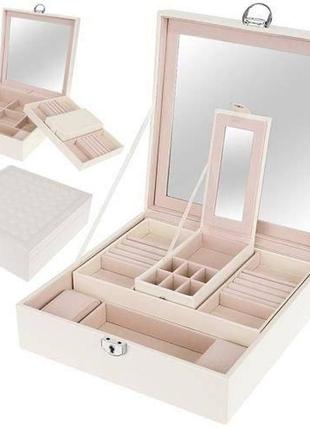 Шкатулка футляр скринька для коштовностей прикрас біла beautylushh 8895 польща