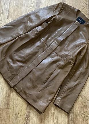 Жакет з натуральної шкіри колір кава з молоком massimo dutti