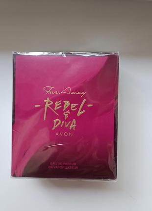 Парфумована вода far away rebel&diva для неї avon, 50 мл,