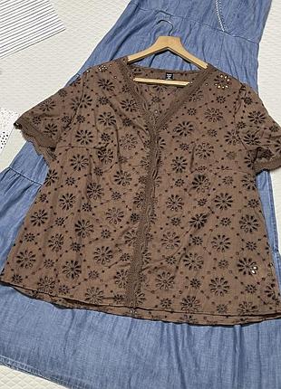Гарна  мереживна блузка з вишивкою, елегантний топ із коротким рукавом shein 🌸