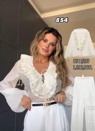 Блуза с воланами рубашка зара zara дегкая и невесомая блузка