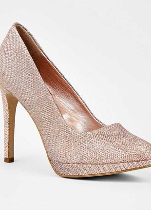Туфли из розового золота на платформе и блестящие туфли на шпильке new look размер 361 фото