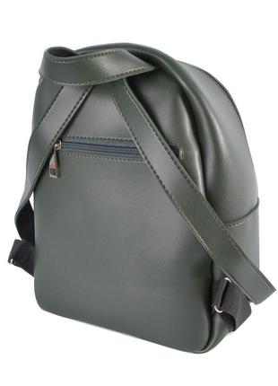 Темно-зелений — якісний фабричний заокруглений рюкзак із металевою фурнітурою, з кишенею спереду (луцьк, 779)10 фото