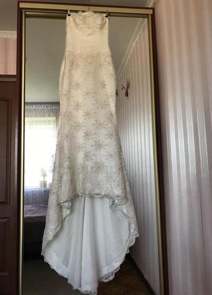Сукня весільна з шлейфом корсетна айворі (фасону русалка рибка) (можливий обмін)4 фото