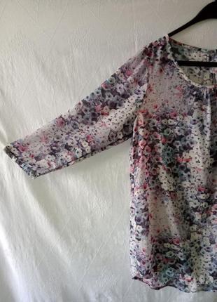 Туника блуза шифон цветочный принт3 фото