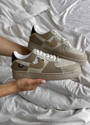 Женские кроссовки бежевые nike air force new beige9 фото